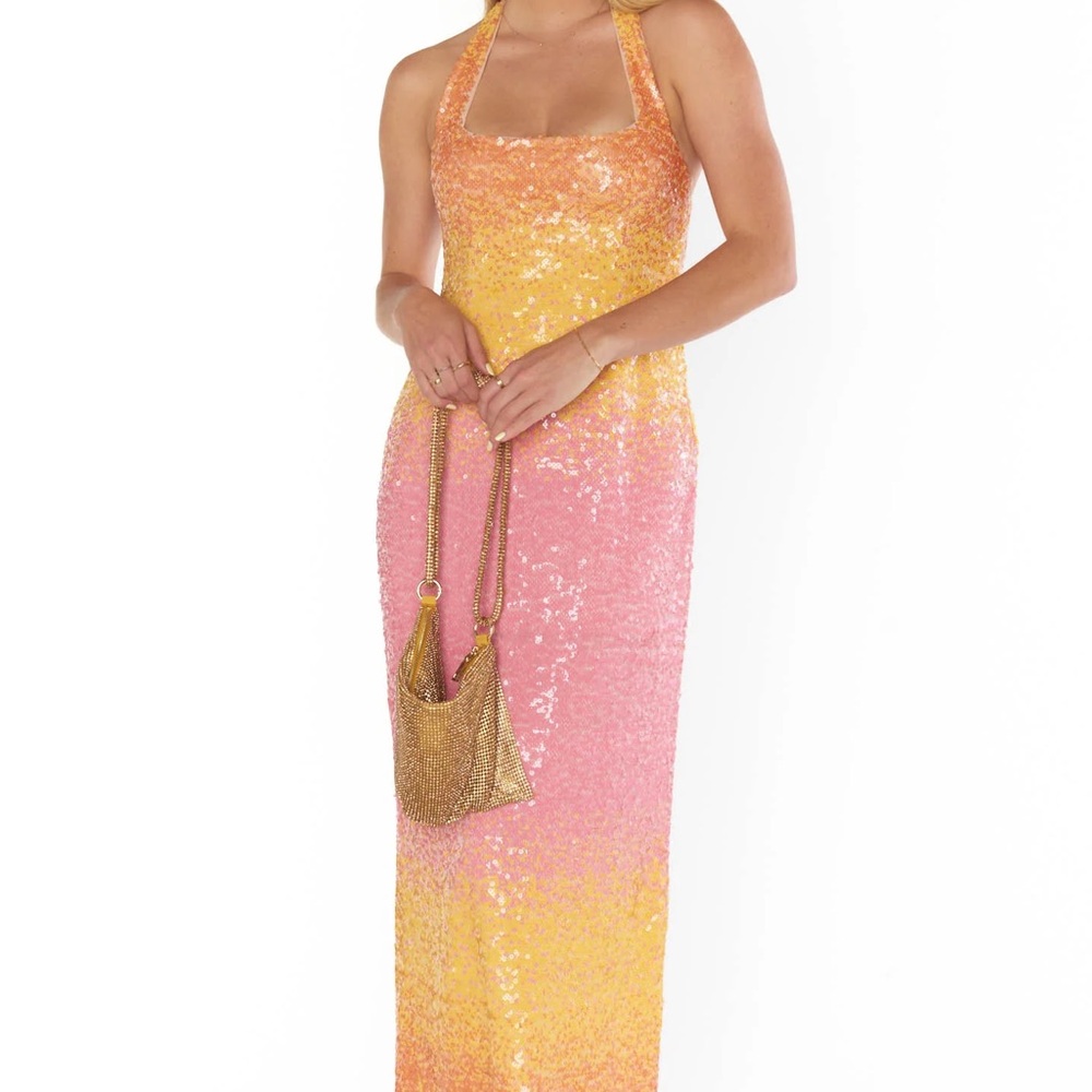 Show Me Your Mumu - Samba Midi Sequin Halter Dress in Pink and Yellow
